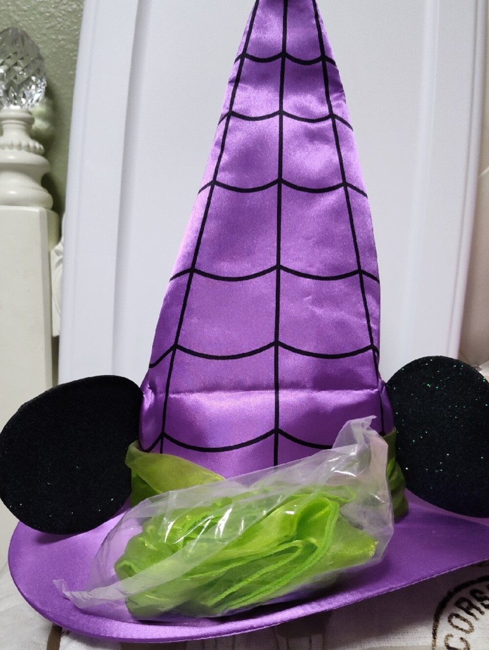 Disney Parks Purple Witch Hat with Bright Green Bow - Picture 2 of 4